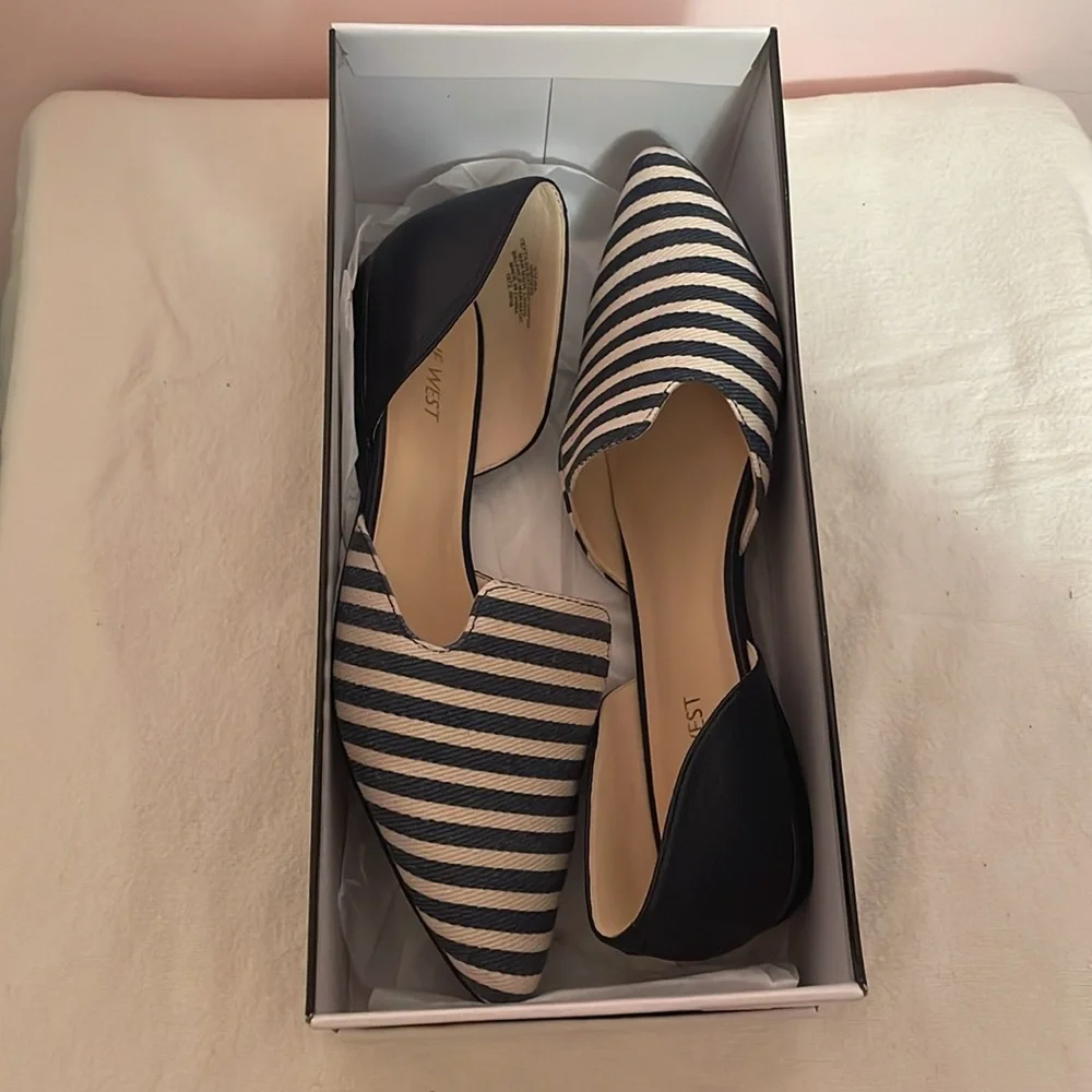 Nine West Women's Striped Flats - Navy and White - Picture 5 of 6